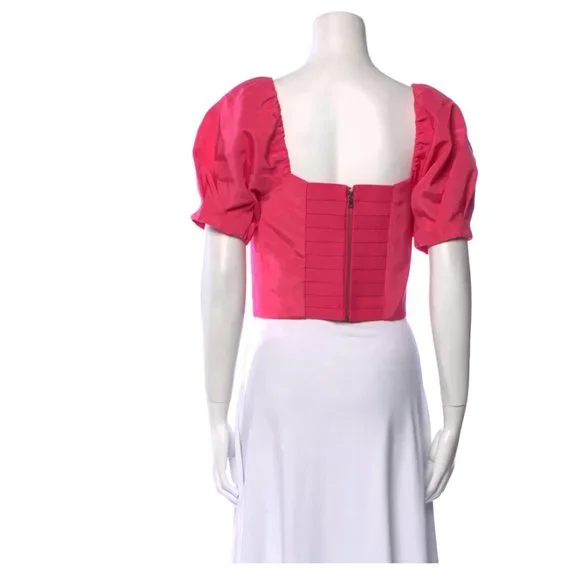 ALICE + OLIVIA Square Neckline Short Sleeve Crop Top w/ Tags Size: L | US 10 - Picture 3 of 7